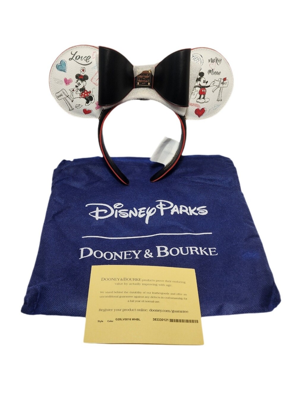 Disney Dooney & Bourke Mickey and Minnie Mouse SWEETHEARTS Ear Headband - NWT